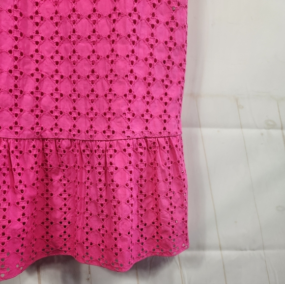 Tuckernuck Hyacinth House Tryall Preppy Eyelet Lace Ruffle Midi Dress Hot Pink S - Picture 9 of 15